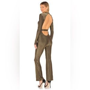 NWT Revolve Superdown Nissa Open Back Metallic Jumpsuit -size Medium